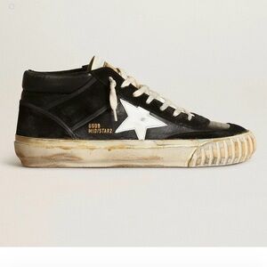Golden Goose Black and White Mid Star Sneakers